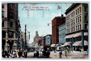 1906 Main St. Looking West St. Paul Street Exterior Rochester New York Postcard 