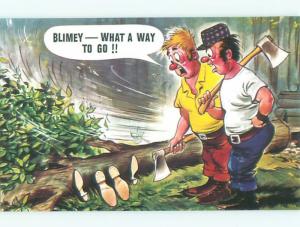 Unused Bamforth comic COUPLE KILLED BY FALLING TREE FROM LUMBERJACK k7970
