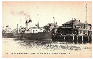 Boulogne-Sur-Mer, Le Bateau de Folkestone French Steamer Ship Postcard