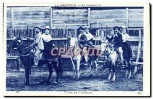 In the Camargue provence Old Postcard Bulls Types Gardians