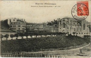 CPA Biarritz Eglise et Place Ste Eugenie FRANCE (1126067)