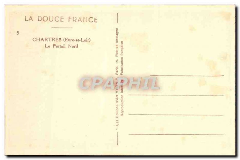 Old Postcard Chartres The North Portal