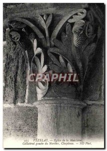 Old Postcard Vezelay Madeleine Church Narthex Collatiral Ganche of Capital