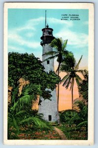 1934 Miami Florida FL Vintage Postcard Cape Light House Scenic View Trees Posted