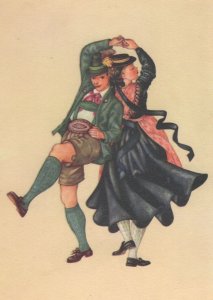 Salzburg Province Flachgau Austria Costume Dance Folklore Postcard