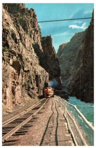 Going Through the Royal George Suspension Bridge By Train Colorado Postcard