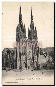 Old Postcard Quimper Facade of the Cathedral