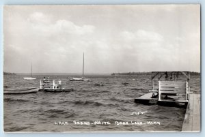 White Bear Lake Minnesota MN Postcard RPPC Photo Lake Scene Boats Children