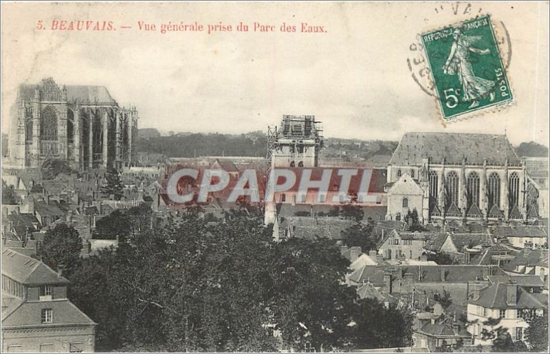 Old Postcard Beauvais General view taken of the Water Park