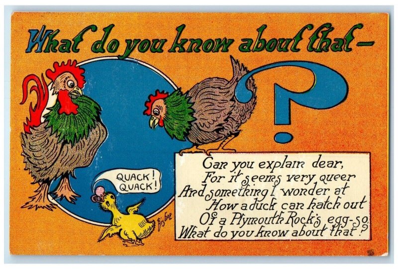 1906 Rooster Chicken Hen Bishop Question Mark Union Oregon OR Antique Postcard