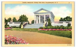 Mid-1900s Dudley Memorial, College Hill Park, Poughkeepsie, NY Postcard
