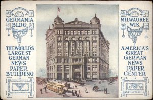 MILWAUKEE WISCONSIN WI Germania German Newspaper Antique Postcard