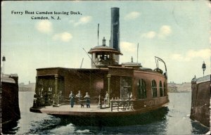 Camden New Jersey Ferry Boat leaving Dock c1900-20s Vintage Postcard