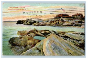 1908 Sunset, Rocks at Woodmont Beach, New Haven Connecticut CT Posted Postcard 