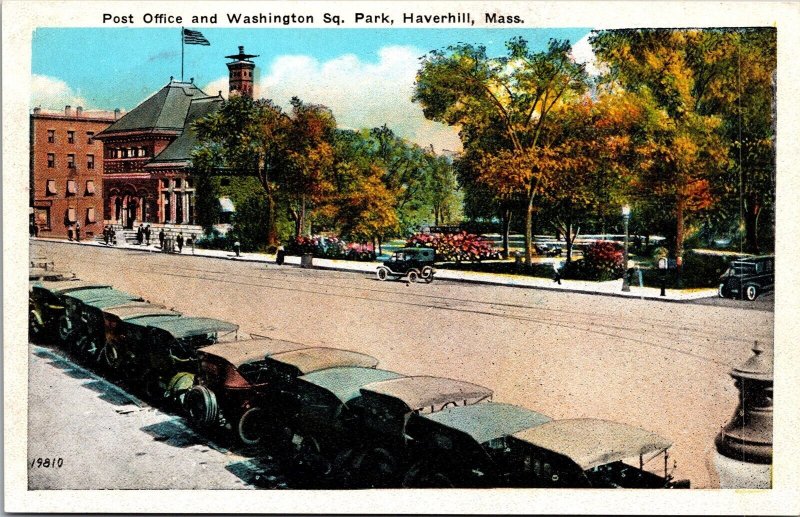 Vtg Haverhill Massachusetts MA Post Office Washington Square Park 1920s Postcard