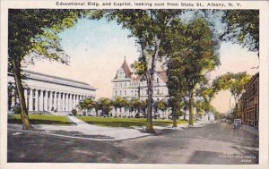 New York Albany Educational Building And Capitol Looking East From State Street