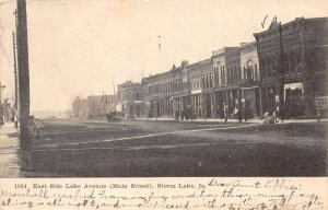 Storm Lake Iowa East Side Lake Avenue Main Street Vintage Postcard AA111301
