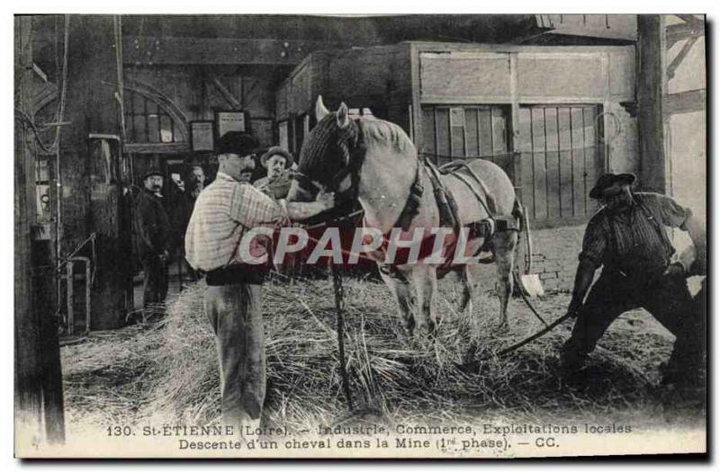 Postcard Old Mine Mines St Etienne Descent d & # 39un horse in the mine TOP