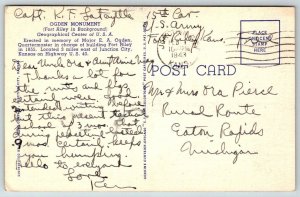 Vintage Kansas Postcard - US Army  WW2 Fort Riley Captain Lafayette 1st Infantry