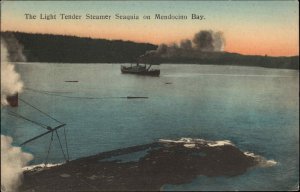 Lighthouse Tender Steamer Boat Ship Seaquia Mendocino Bay California CA PC