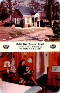 Chester, VA Virginia DUTCH GAP TOURIST COURT Route 1~301 Roadside Motel Postcard