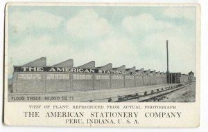 Postcard Advertising American Stationary Company Peru Indiana IN