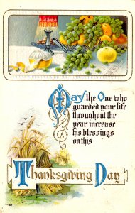 Thanksgiving Day - Fruit and Wheat Stalks - Embossed - in 1915