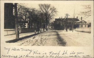 Mystic Connecticut CT Street View in Winter c1905 Real Photo Postcard