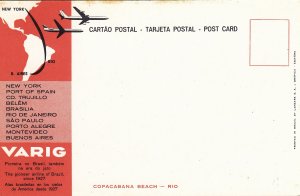 P1962 vintage varig airlines postcard people Copacabana Beach in Rio de Janeiro