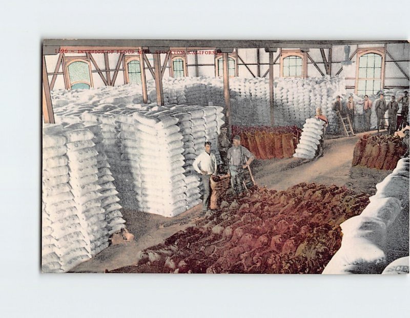Postcard Interior Of Flour Mill, Stockton, California