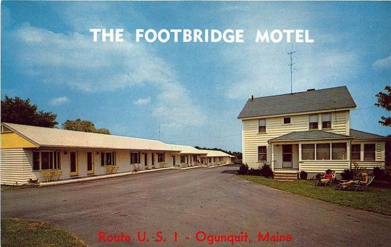 Ogunquit Beach ME Footbridge Motel US 1 Postcard