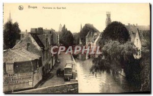 Postcard Old Bruges Panorama Du Quai Green