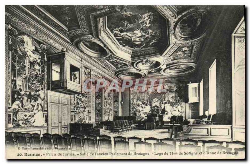 Postcard Rennes Old Courthouse room of the old Breton parliament Lodge Sevign...