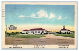 1959 Hotel Palomar Courts Exterior Roadside Shreveport Louisiana LA Postcard
