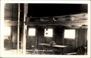 Harborside Brooksville Maine Baycrest Gray Barn Interior Real Photo Postcard