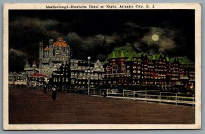 Postcard Atlantic City NJ c1923 Marlborough Blenheim Hotel Night Slogan Cancel