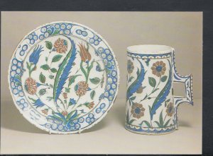 Glasgow Museum Postcard - Turkish Iznik Dish and Tankard    RR6605