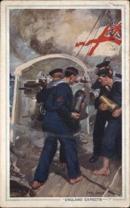 British Navy Gay Interest Barefoot Sailors Load Cannon Rugged Men c1915 Postcard