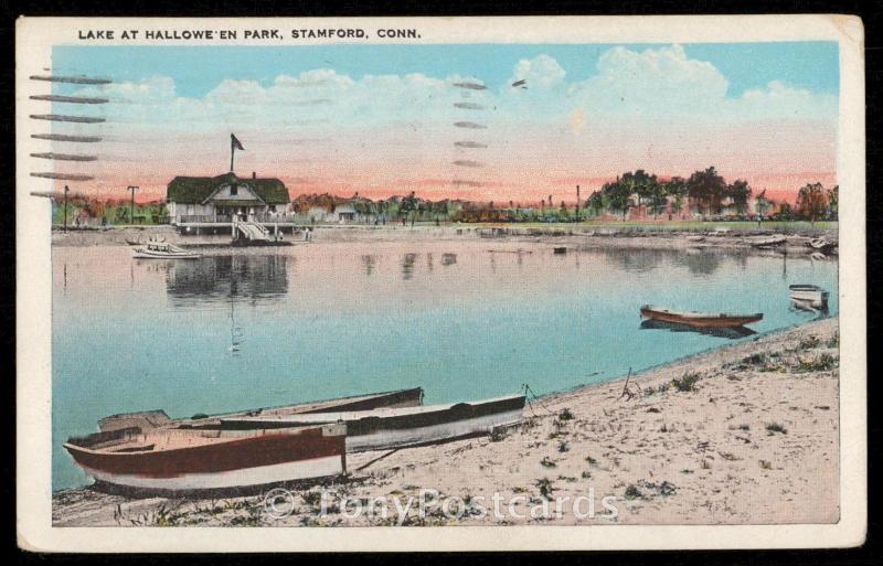 Lake at Hallowe'en Park, Stamford, Conn.