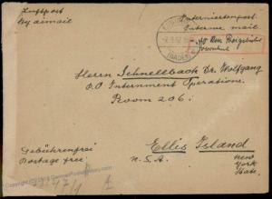 3rd Reich Germany WWII INTERNEE AT ELLIS ISLAND  Cover 69805