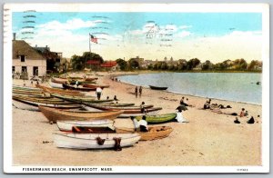 Vtg Swampscott Massachusetts MA Fishermans Beach Boats 1920s View Old Postcard