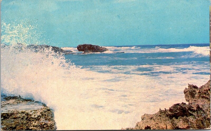 Mexico Western Coast Scenic Ocean Landscape Beach Chrome Cancel WOB Postcard 