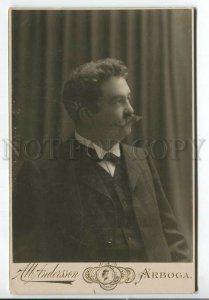 466346 Sweden handsome man in suit with mustache CABINET PHOTO Andersson Arboga