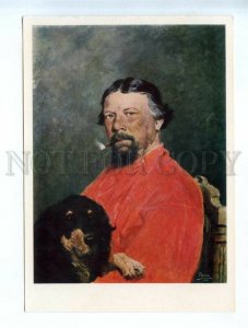 542585 1966 Sokolov portrait writer Sergei Ottawa a setter dog Soviet artist