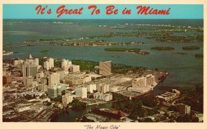 Postcard 1920s City of Miami in Foreground Beach Across Biscayne Bay Florida FL
