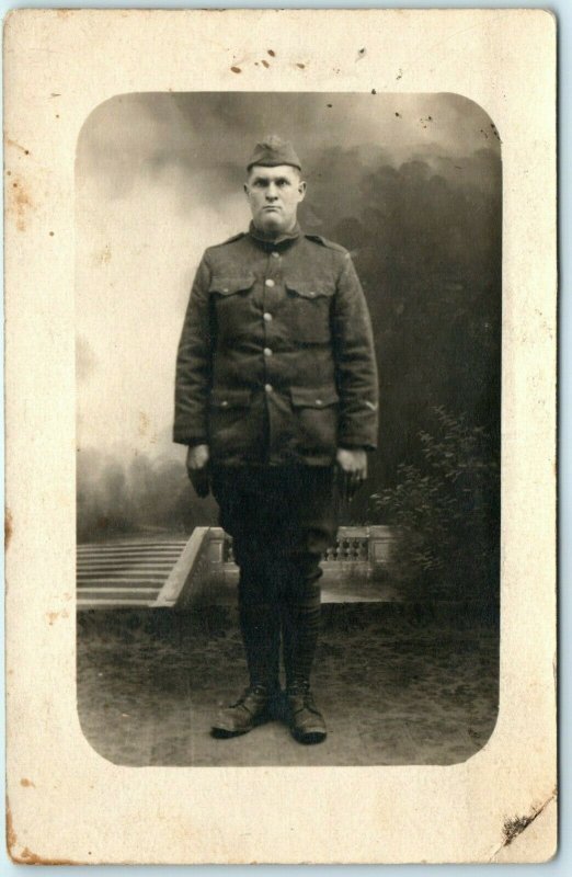 c1900s WWI US Army Soldier RPPC Real Photo France Postcard Pvt Albert E Deal A36 