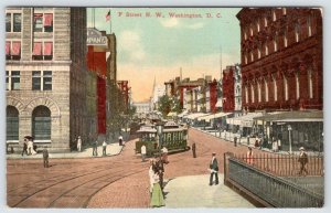 1912 WASHINGTON DC F STREET NW TROLLEY CARS BON TON SHOPPING DIXTRICT POSTCARD