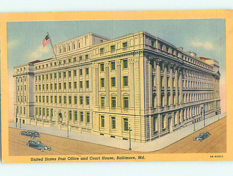 Linen COURT HOUSE AND POST OFFICE Baltimore Maryland MD hs1608 United