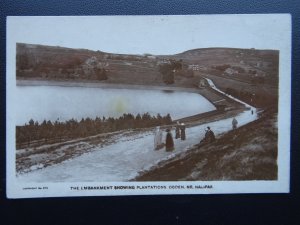Yorkshire Halifax OGDEN RESERVOIR EMBANKMENT shows Plantation - Old RP Postcard