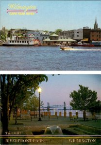 2~4X6 Postcards Wilmington, NC North Carolina  CAPE FEAR RIVERFRONT~Boat & PARK